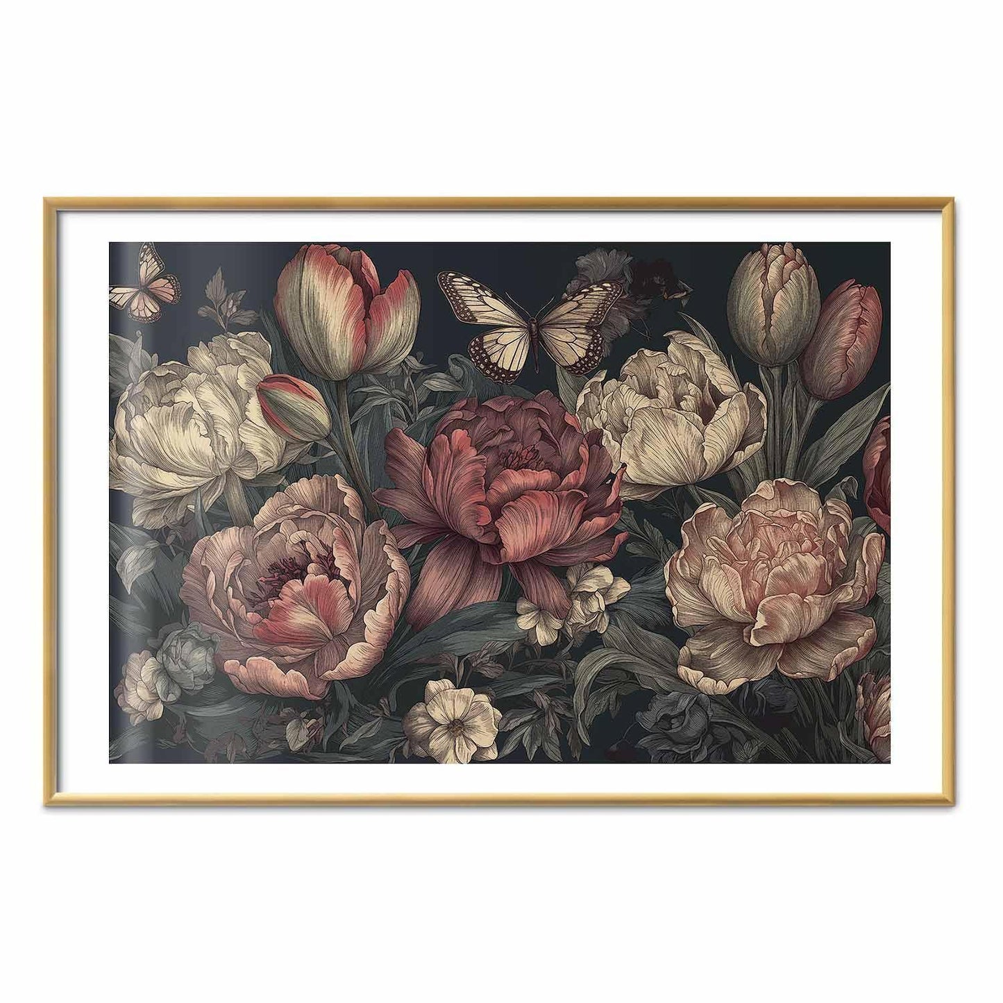 Poster - Flowers on a Turquoise Background