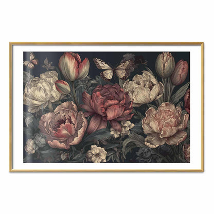 Poster - Flowers on a Turquoise Background