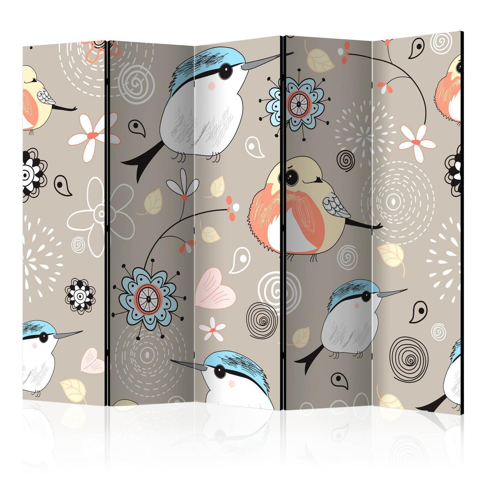 Paravent - Natural pattern with birds II Artgeist