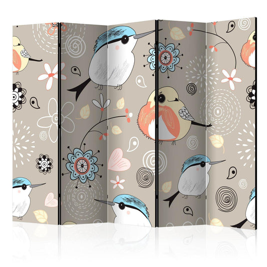 Paravent - Natural pattern with birds II Artgeist