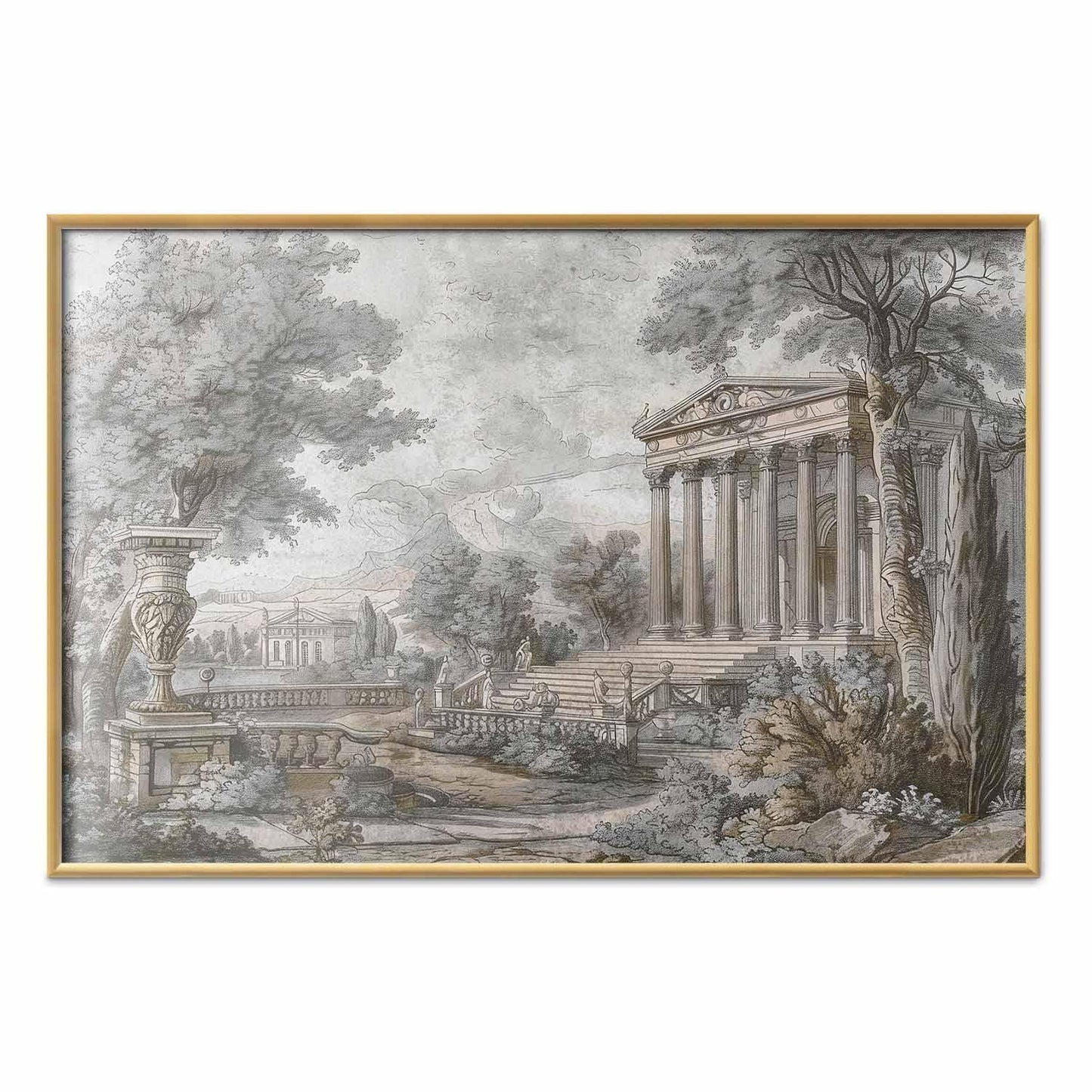 Poster - Temple on the Hill - Greek Architecture in Muted Tones