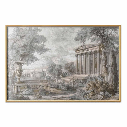 Poster - Temple on the Hill - Greek Architecture in Muted Tones