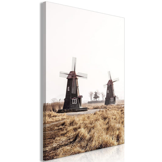Leinwandbild - Wooden Windmill (1 Part) Vertical Artgeist