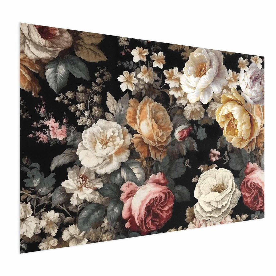 Poster - Colorful Flowers on a Black Background Artgeist