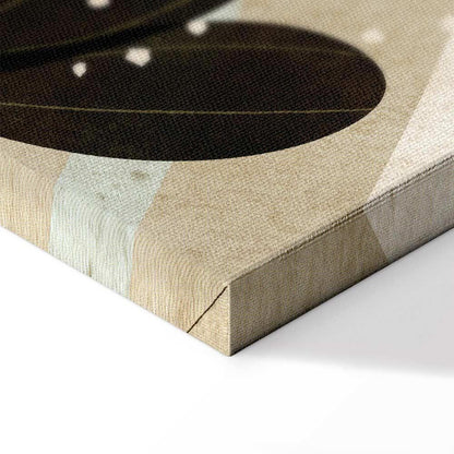 Leinwandbild - Rainbow and Sun Above - Birds in Subdued Colors Flying Among Clouds Above a Rainbow and Various Plants on a Light Background