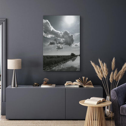 Leinwandbild - Sun Over Clouds (1-part) - Sky Reflection in Water Field