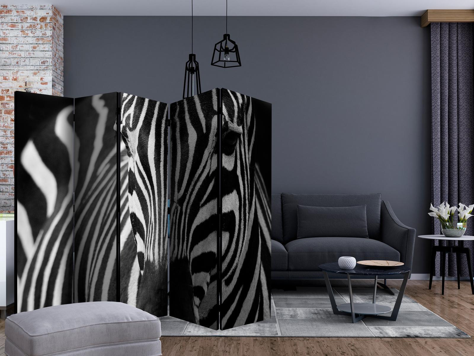 Paravent - White with black stripes II Artgeist