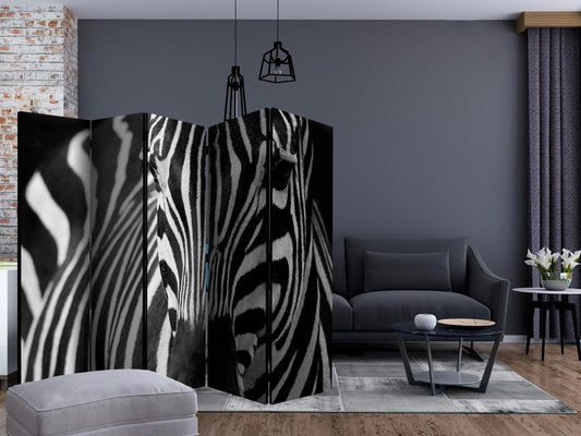 Paravent - White with black stripes II Artgeist