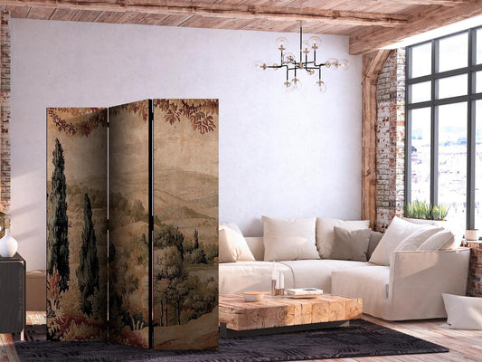 Paravent - Landscape with Cypresses - Old Tapestry with Mediterranean Vegetation Artgeist