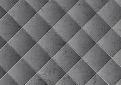 Fototapete - Grey symmetry - geometric concrete pattern with white joints Artgeist