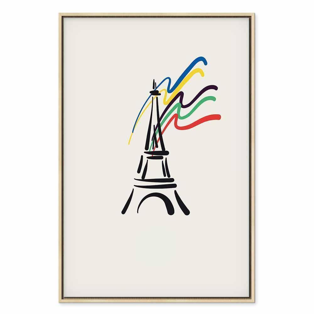 Leinwandbild - Eiffel Tower and Colorful Ribbons