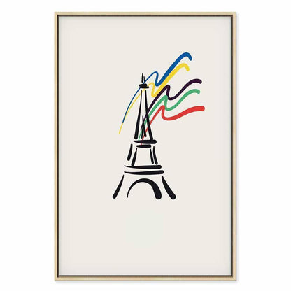 Leinwandbild - Eiffel Tower and Colorful Ribbons