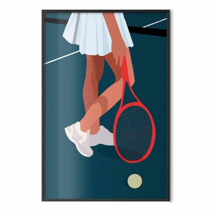 Poster - Tennis Player with a Red Racket on the Court - Illustration
