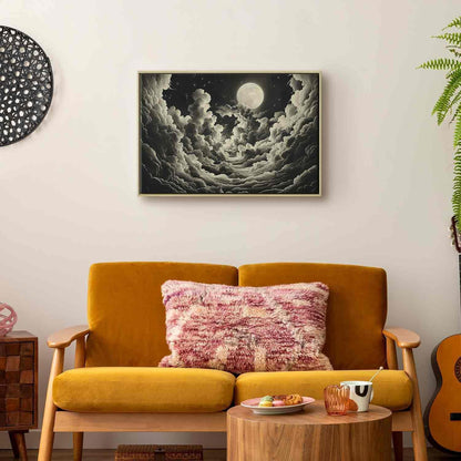 Leinwandbild - Moon and Stars Singing Among the Great Clouds Artgeist