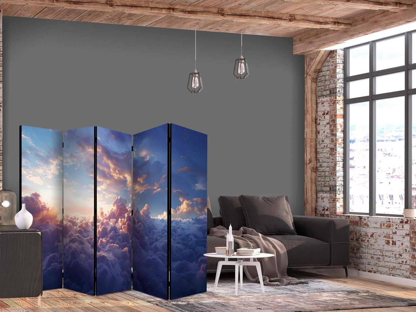Paravent - The Sun in Hiding: The Golden Face of the Sky Above a Cloudy Sea Artgeist