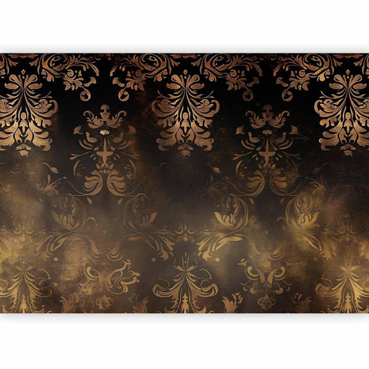 Fototapete - Baroque Ornaments in Patinated Gold and Browns: Retro Motif Artgeist