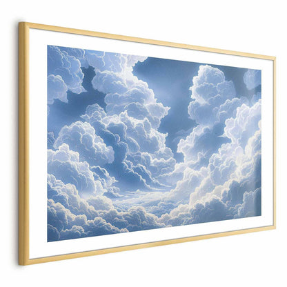 Poster - Blue Sky Breaking Through White, Fluffy Clouds
