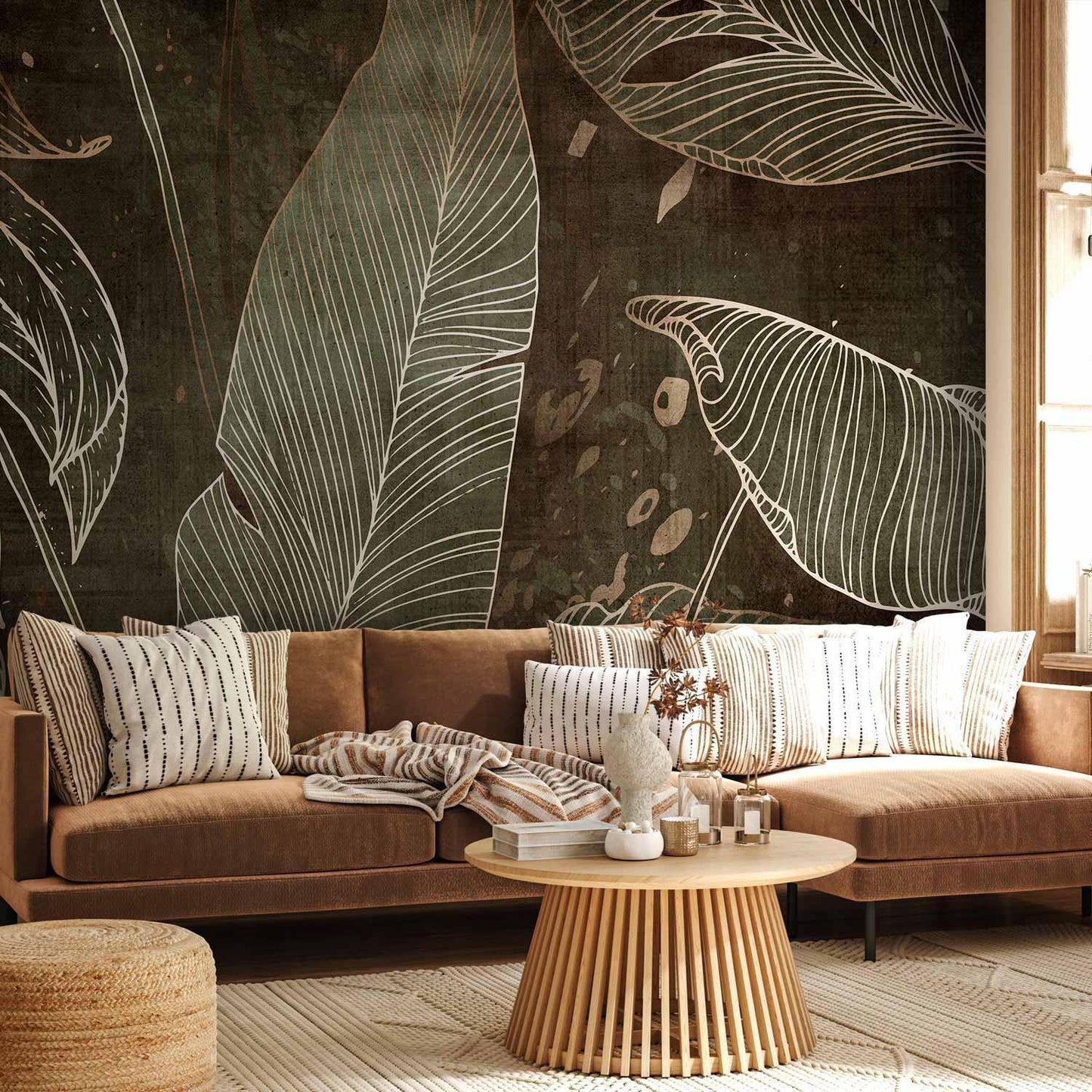 Fototapete Labyrinth der Blätter – Tropisches Blätterdach in Grüntönen