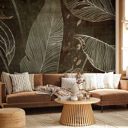 Fototapete Labyrinth der Blätter – Tropisches Blätterdach in Grüntönen