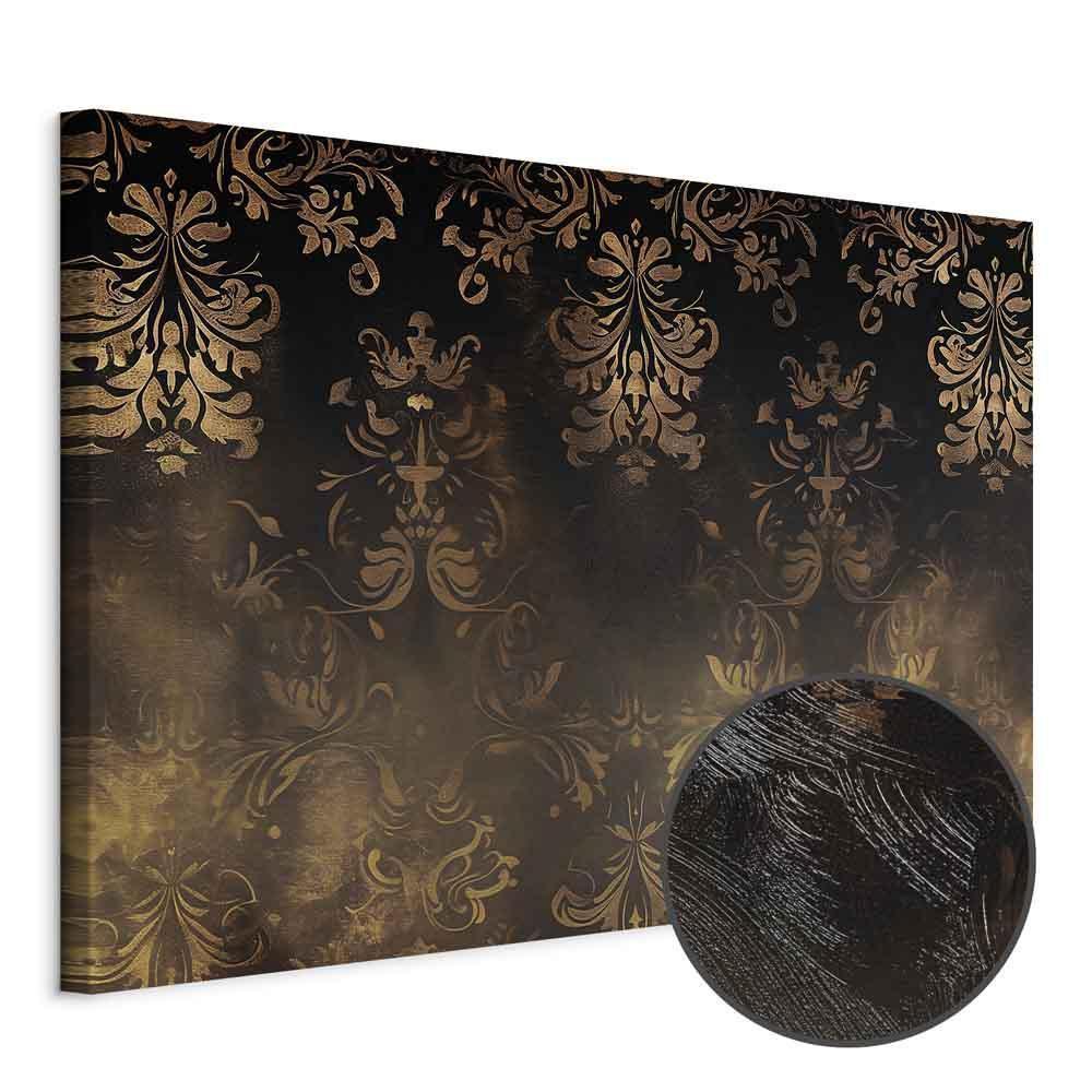 Leinwandbild - Baroque Ornaments in Patinated Gold and Browns: Retro Motif