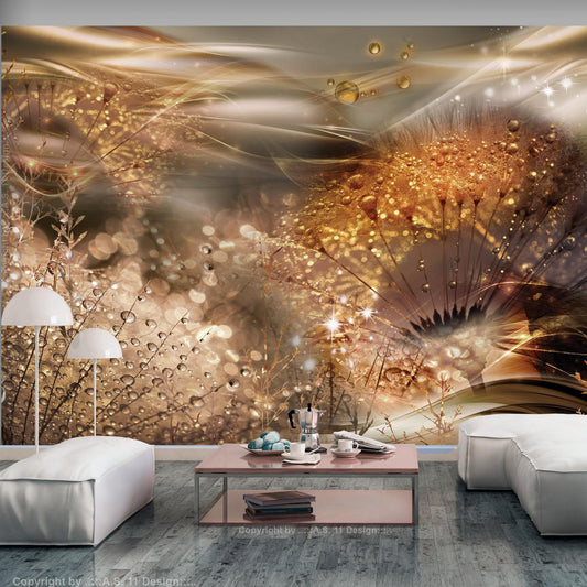 Fototapete - Dandelions' World (Gold) Artgeist