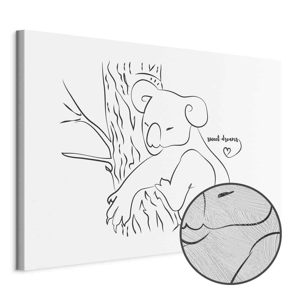 Leinwandbild - Quiet Charm of Nature (1-part) - Sleeping Koala in Black and White