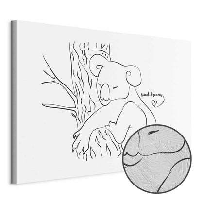 Leinwandbild - Quiet Charm of Nature (1-part) - Sleeping Koala in Black and White