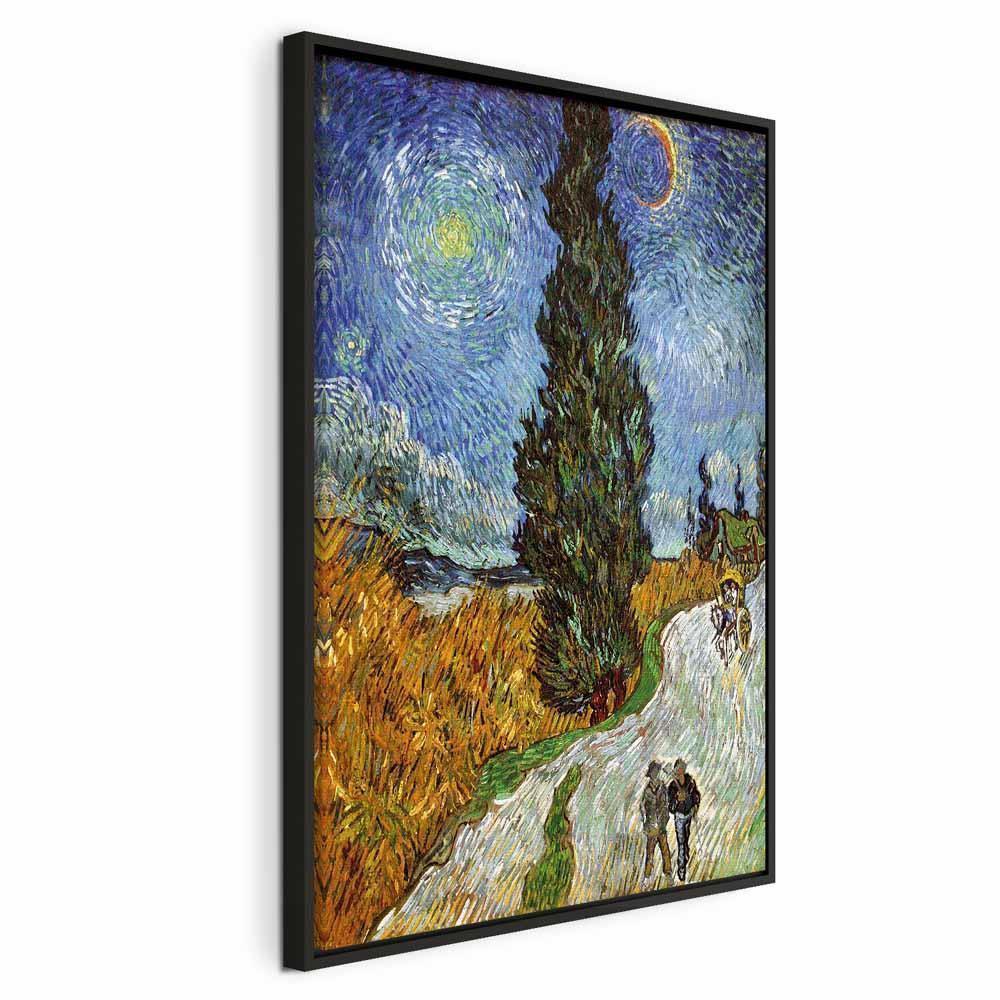 Leinwandbild - Vincent van Gogh – Road with Cypress and Star