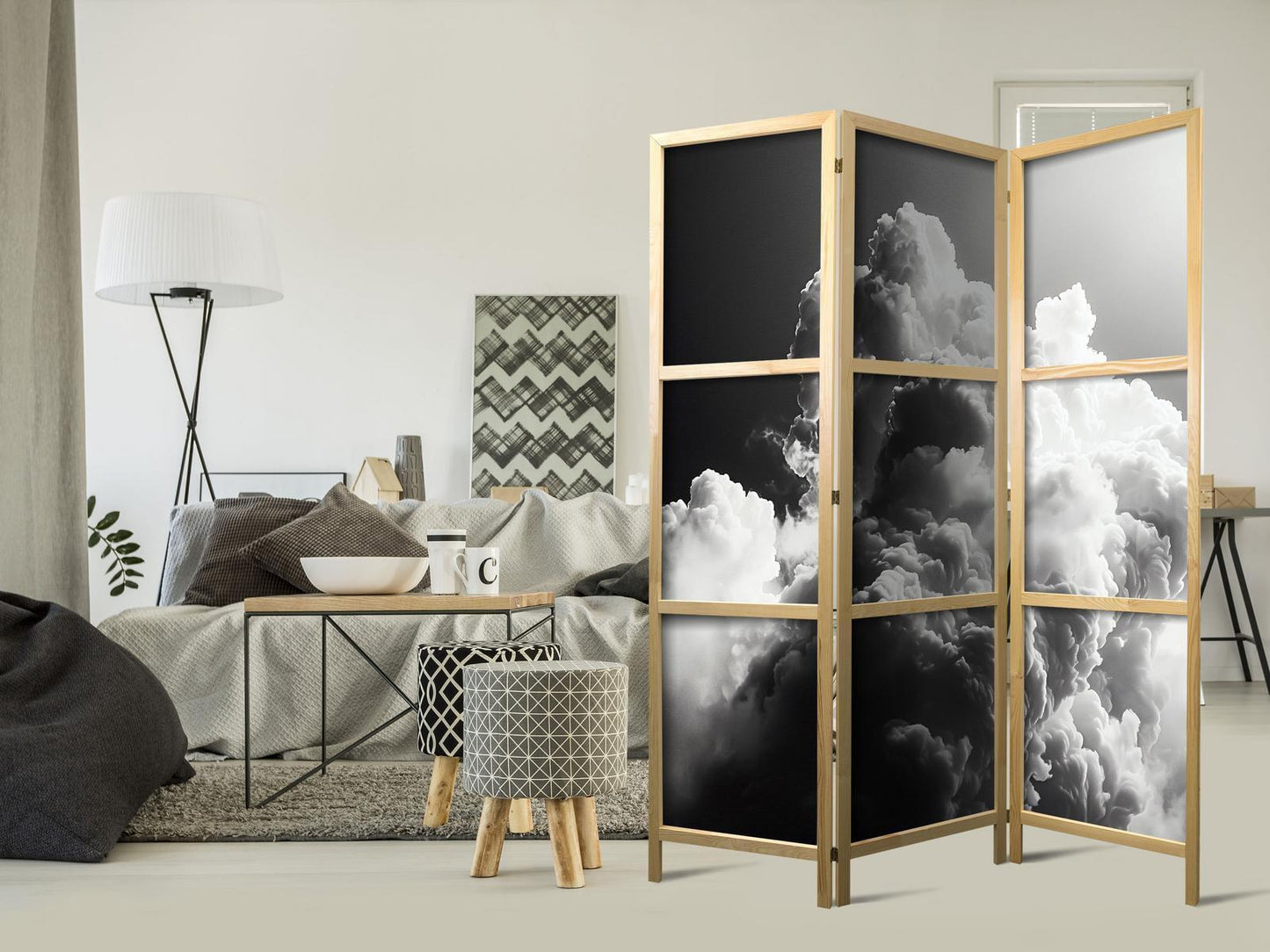 Japanischer Paravent - Clouds Like from Dreams: Let the Sun Illuminate Your Day – A Visual Feast Artgeist