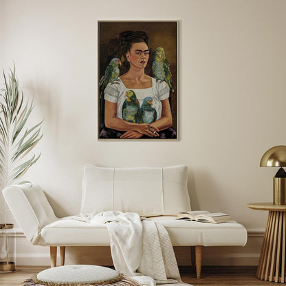 Leinwandbild - Frida Kahlo – Me and My Parrots