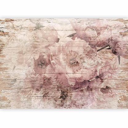 Fototapete - Blumen auf Brettern - Sawelt