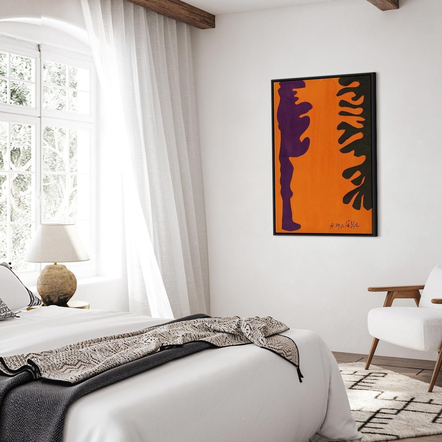 Leinwandbild - Henri Matisse – Black and Violet Arabesques on Orange