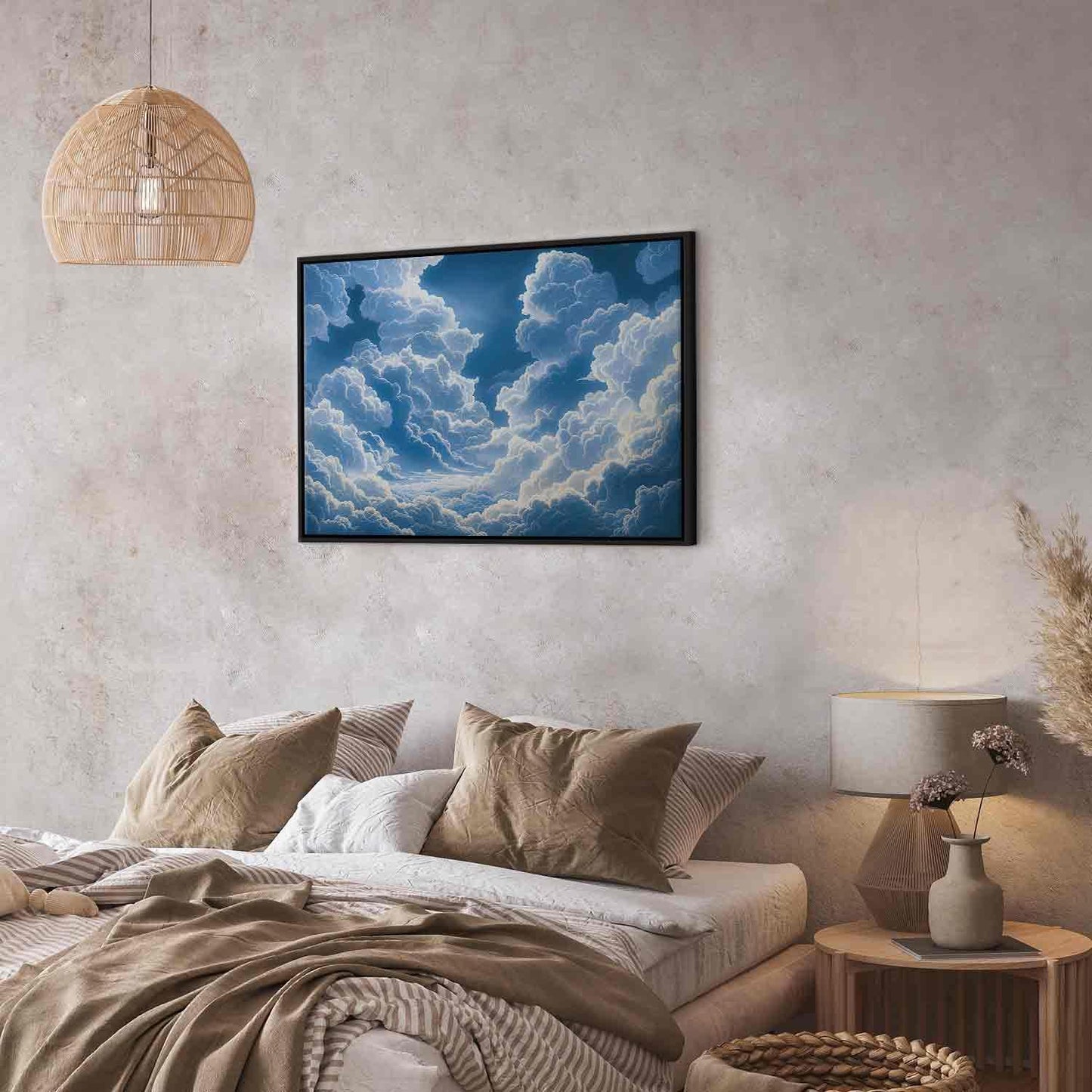 Leinwandbild - Blue Sky Breaking Through White Fluffy Clouds Artgeist