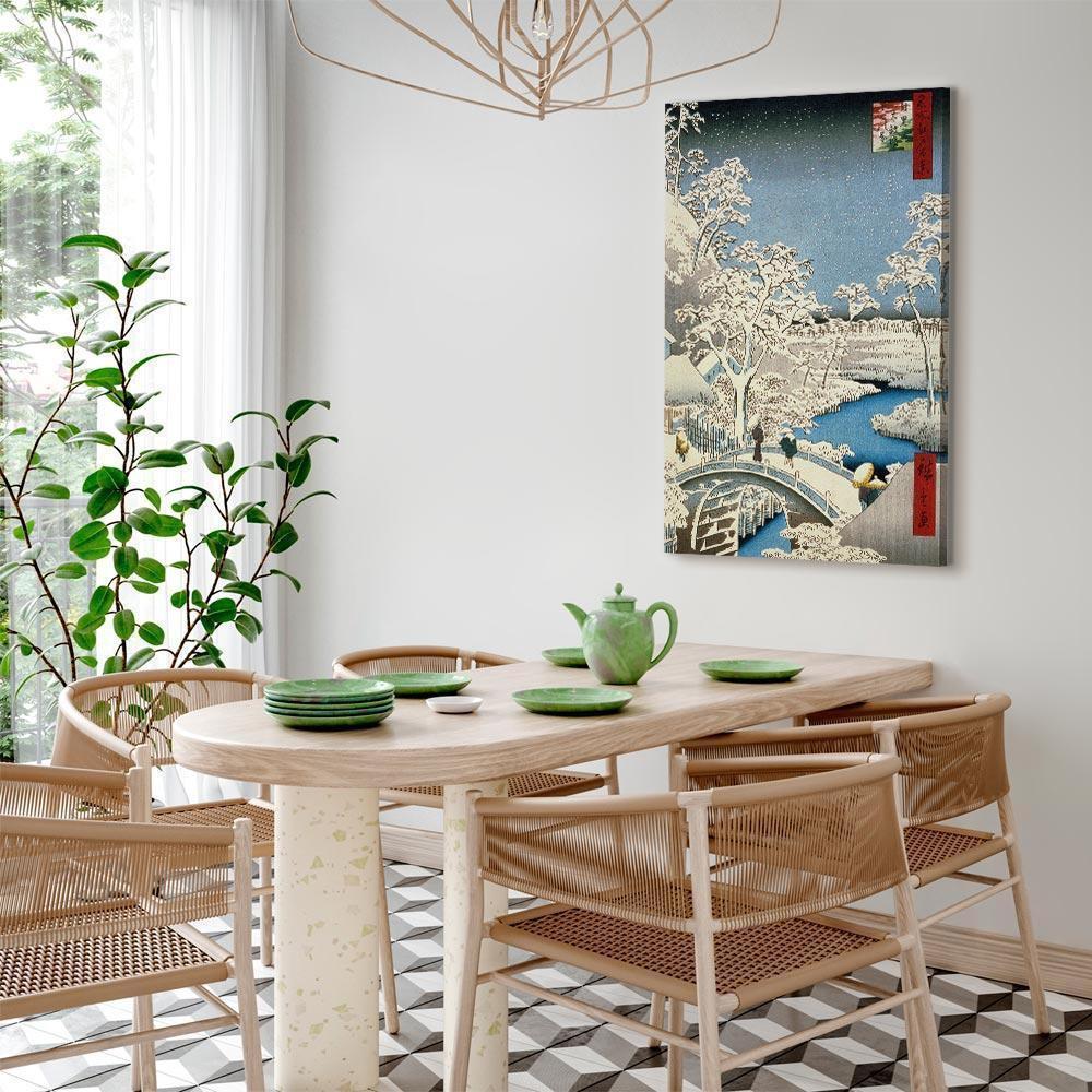 Leinwandbild - Utagawa Hiroshige – Drum bridge and Setting Sun Hill at Meguro