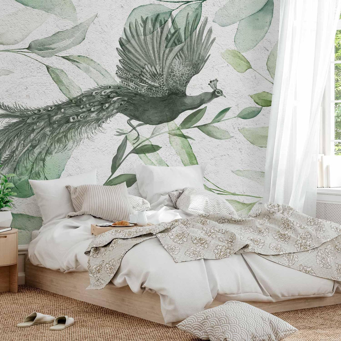 Fototapete - Flight of a Peacock - Third Variant