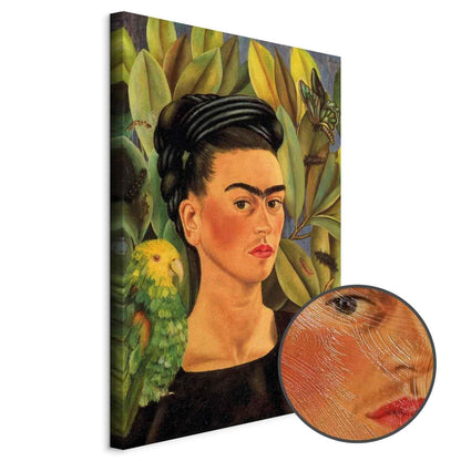 Leinwandbild - Frida Kahlo – Self-Portrait with Bonito