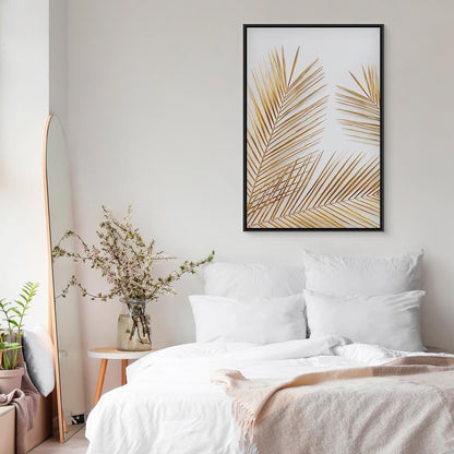 Leinwandbild - Golden Palm Leaves (1 Part) Vertical