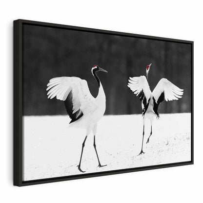 Leinwandbild - Dancing Cranes (1 Part) Wide