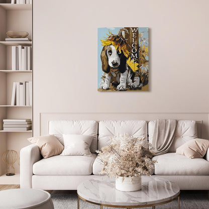 Malen nach Zahlen - Dog and Sunflowers