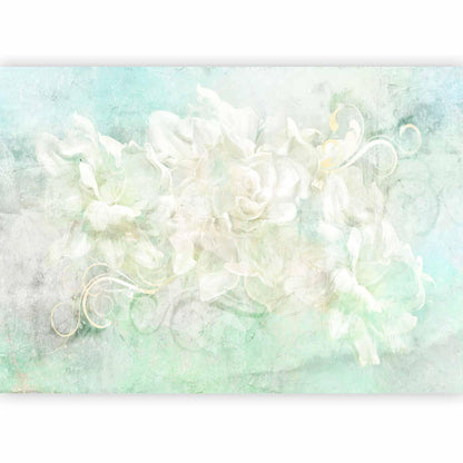 Fototapete - Blossoming among pastels - abstract with floral motif and patterns Artgeist