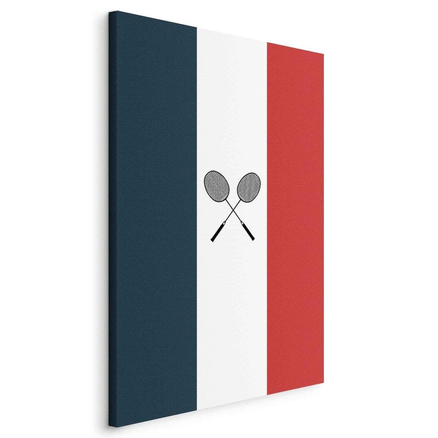 Leinwandbild - Black Badminton Rackets Against the Backdrop of the French Flag Artgeist