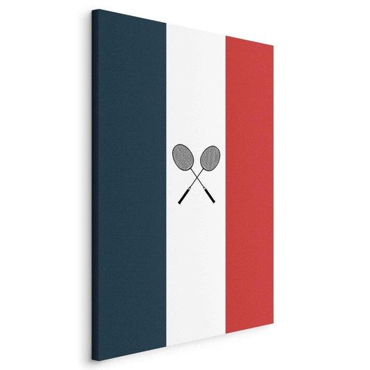 Leinwandbild - Black Badminton Rackets Against the Backdrop of the French Flag Artgeist