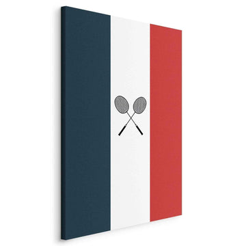Leinwandbild - Black Badminton Rackets Against the Backdrop of the French Flag Artgeist