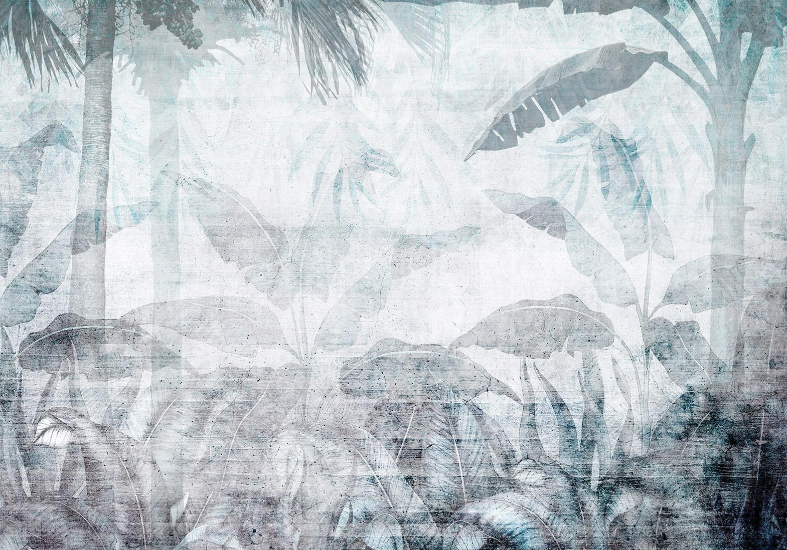 Fototapete - Vanishing jungle - landscape of exotic nature in blue tones Artgeist