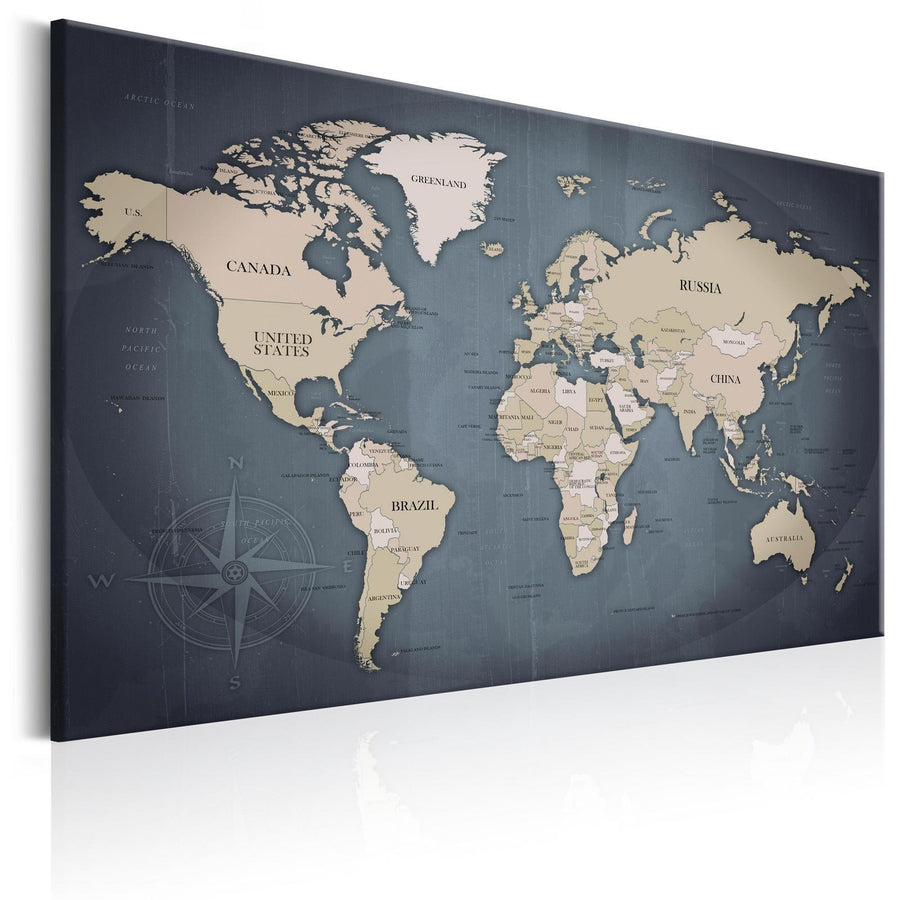 Leinwandbild - World Map: Shades of Grey Artgeist