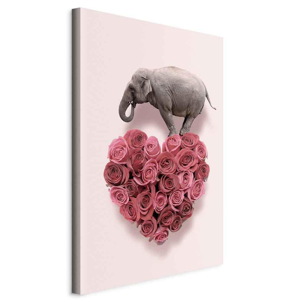 Leinwandbild - Elephant Lover (1-part) - Elephant Amid Pink Flowers