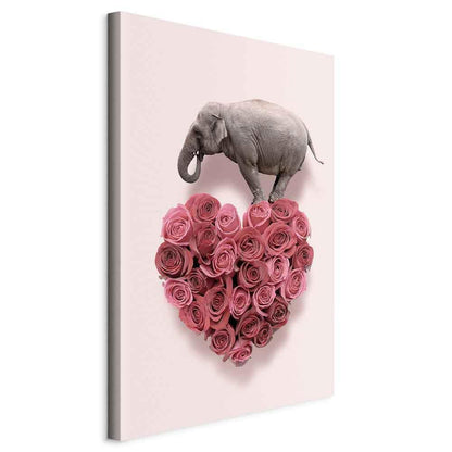 Leinwandbild - Elephant Lover (1-part) - Elephant Amid Pink Flowers