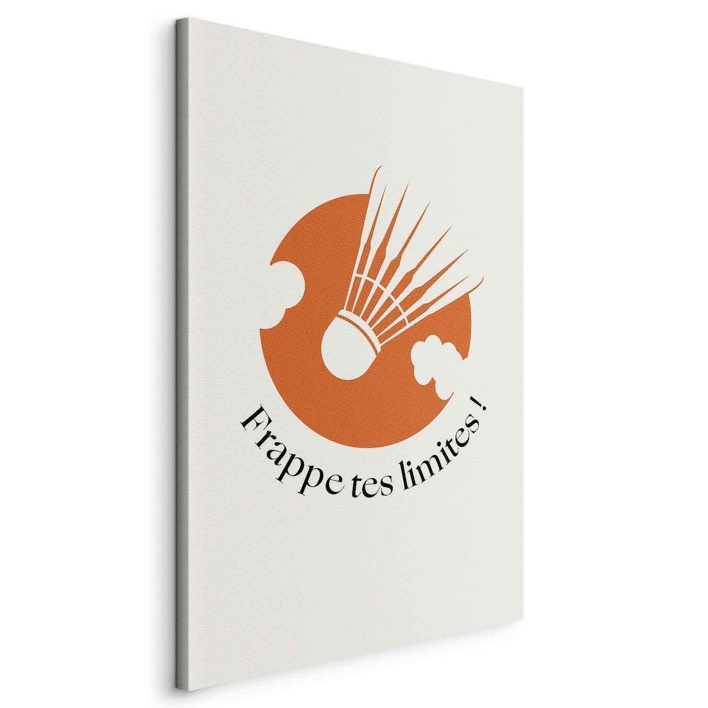 Leinwandbild - Badminton Shuttlecock on an Orange Circle Background Artgeist