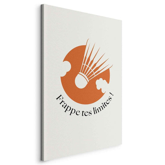 Leinwandbild - Badminton Shuttlecock on an Orange Circle Background Artgeist