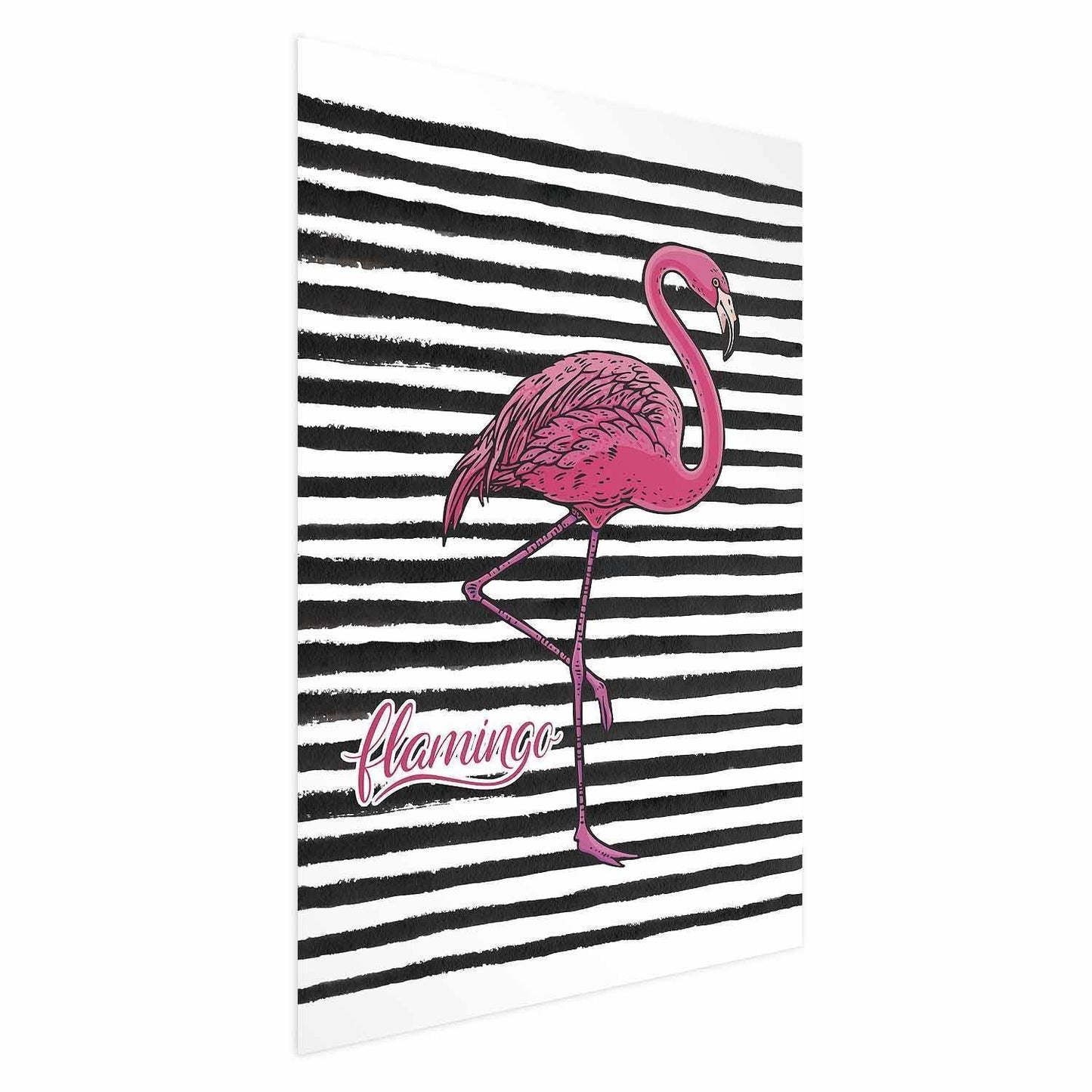 Poster - Black Stripes and Flamingo Artgeist